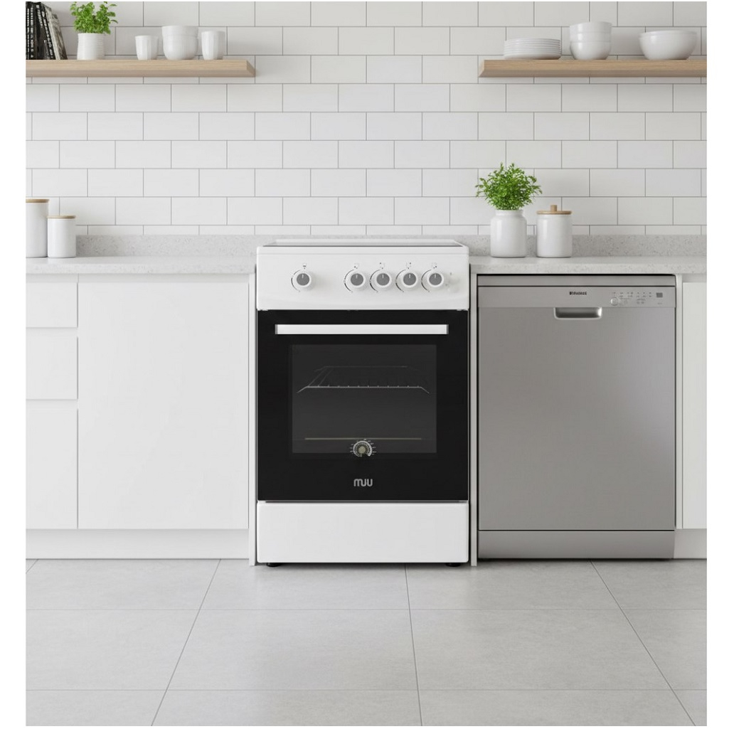 Плита комбинированная MIU UNO 51S, цвет белый, объем электродуховки 52.8 л, откидная дверца