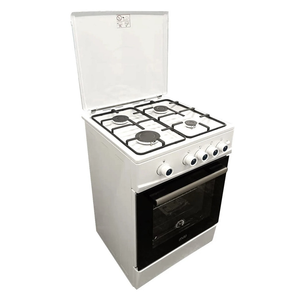 Плита комбинированная MIU UNO 51S, цвет белый, объем электродуховки 52.8 л, откидная дверца