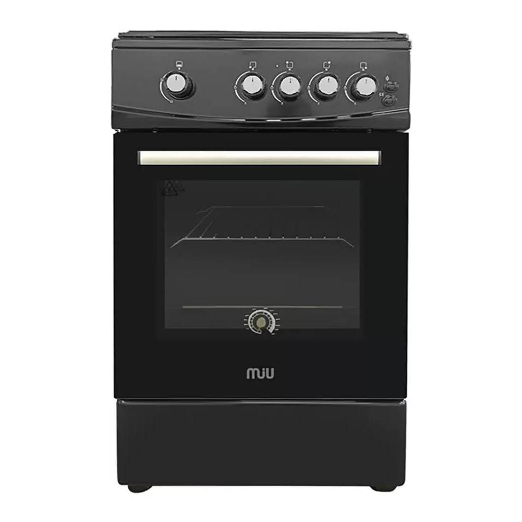 Плита комбинированная MIU UNO 51S, цвет черный, объем электродуховки 52.8 л, откидная дверца