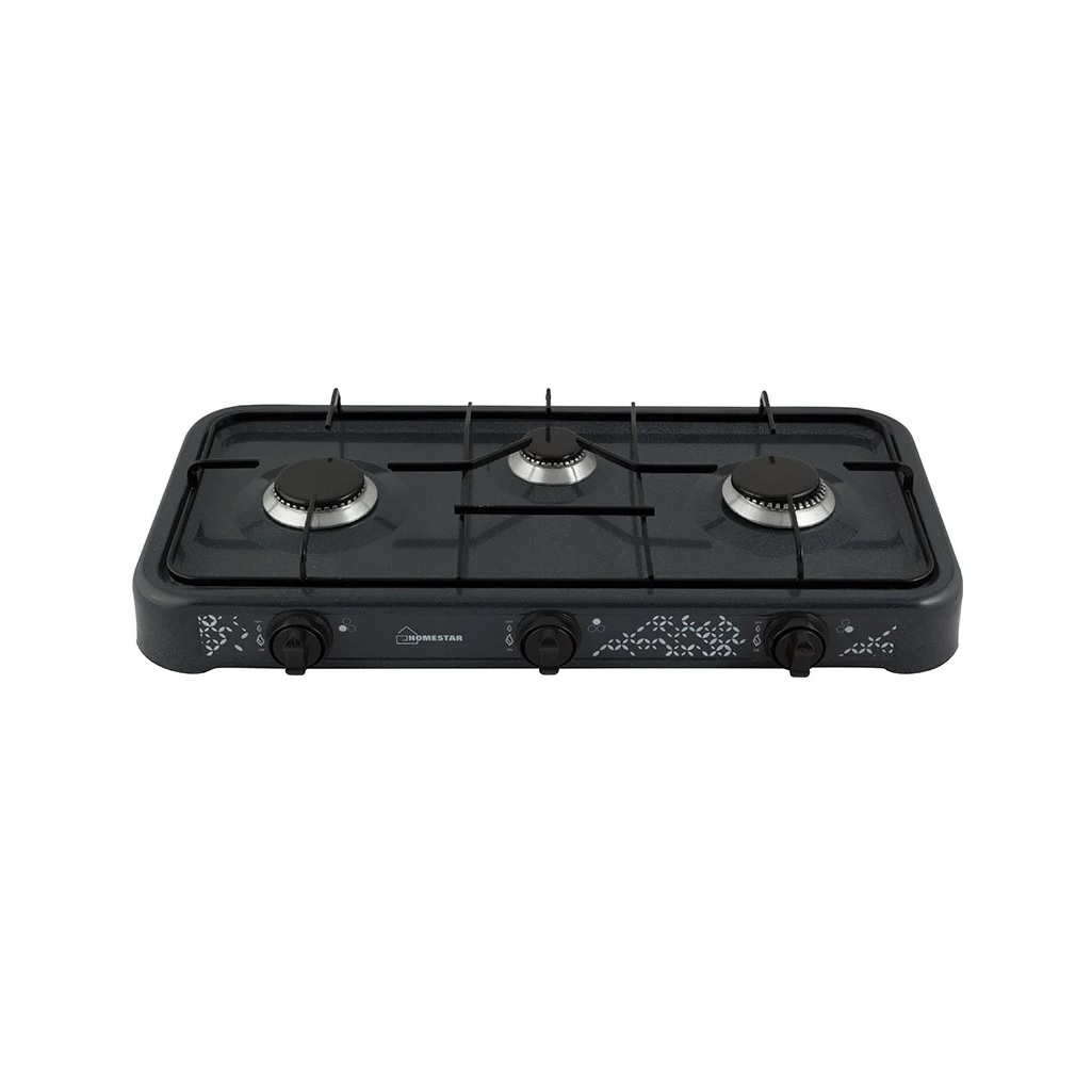 Плита газовая настольная Homestar HS-1203, 212165, 3 конфорки, цвет серый