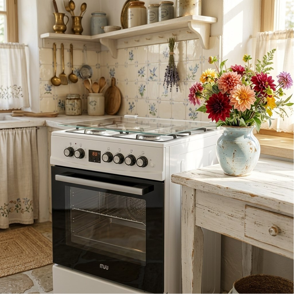 Плита комбинированная MIU Harisma 61 Ld, цвет белый, объем электродуховки 65 л, откидная дверца