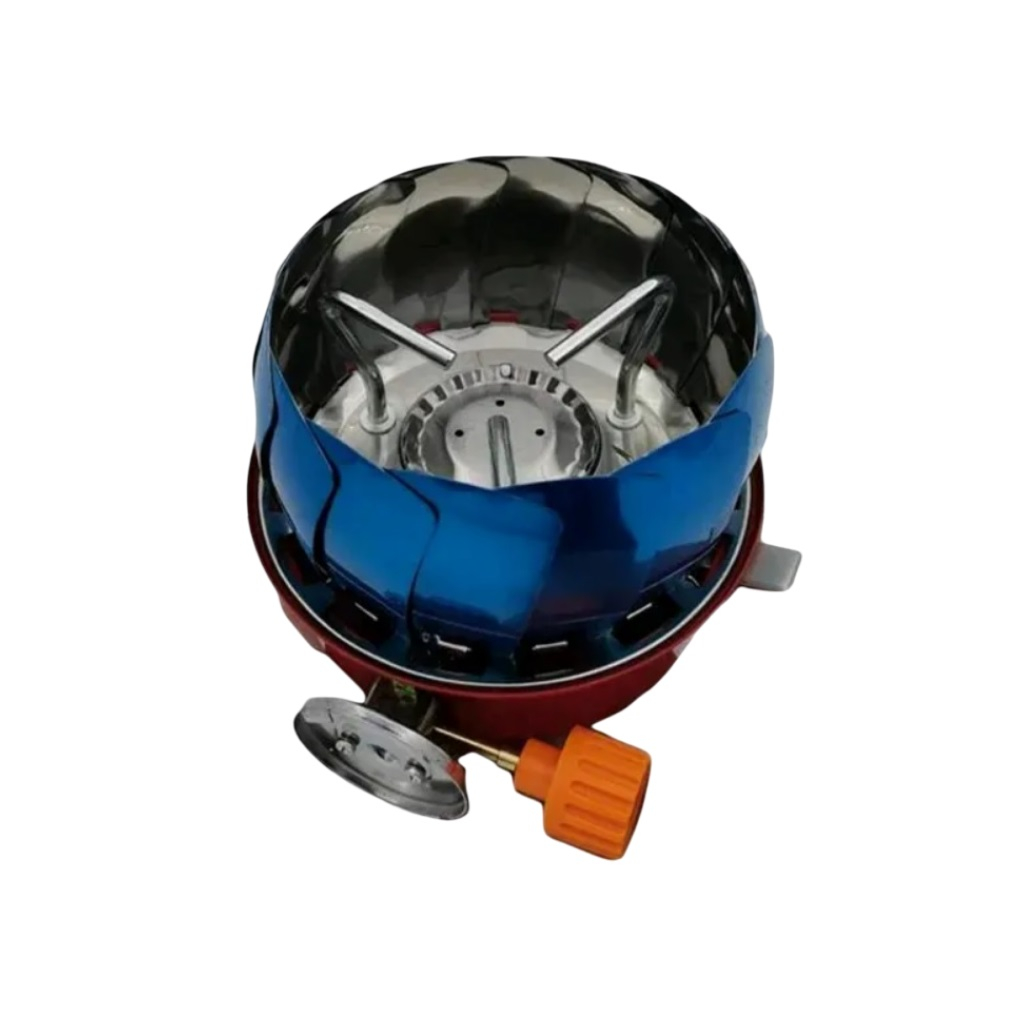 Плита газовая портативная Energy GS-100, 0.3 кВт, 1 конфорка, пьезоподжиг, регулируемая ветрозащита, цвет красный