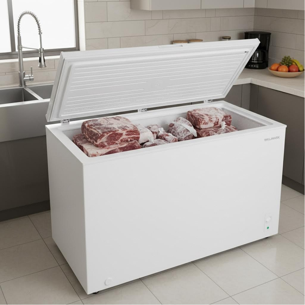 Морозильный ларь Willmark CF-479IW, объем 390 л, цвет белый), ручная разморозка