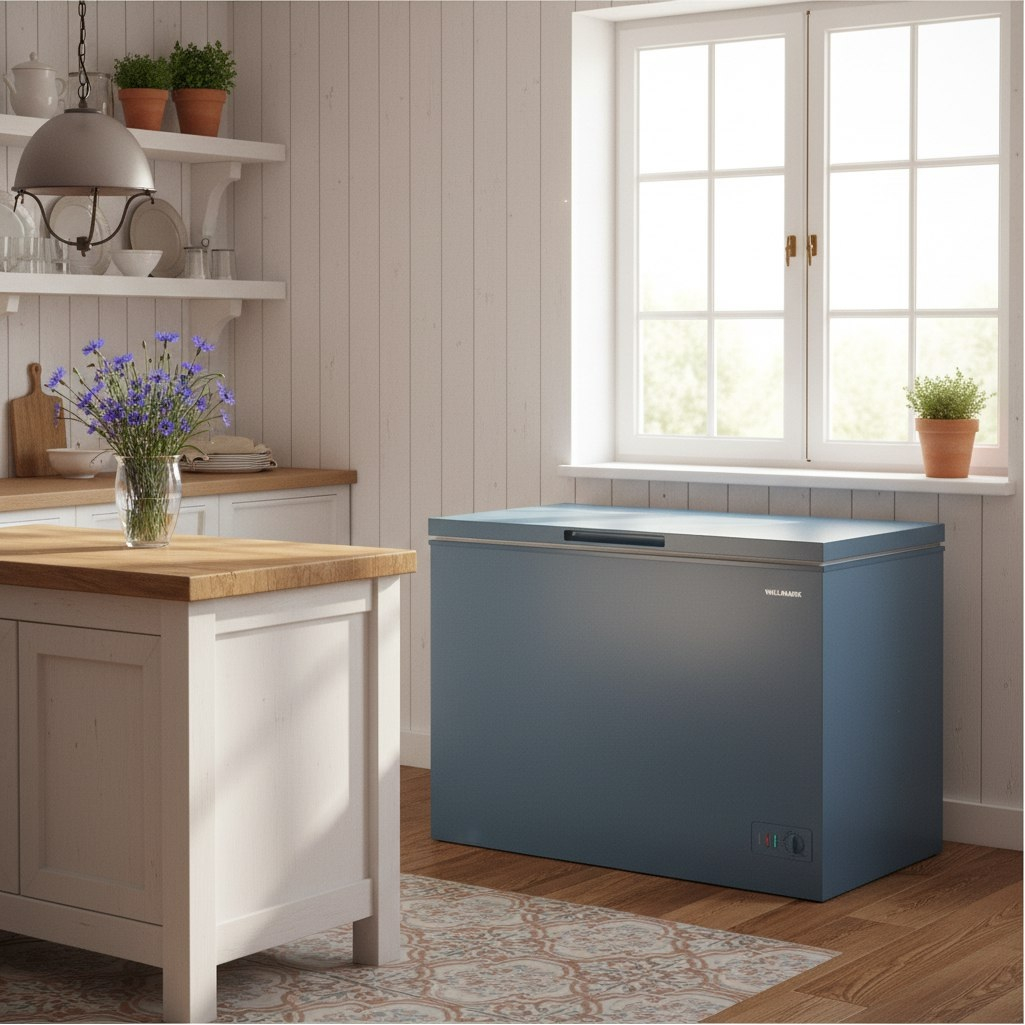 Морозильный ларь Willmark CF-380MS, объем 365 л, цвет синий, ручная разморозка