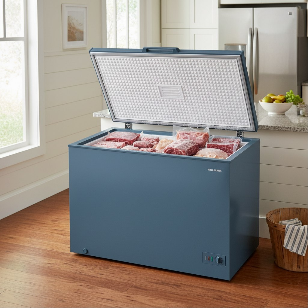 Морозильный ларь Willmark CF-380MS, объем 365 л, цвет синий, ручная разморозка