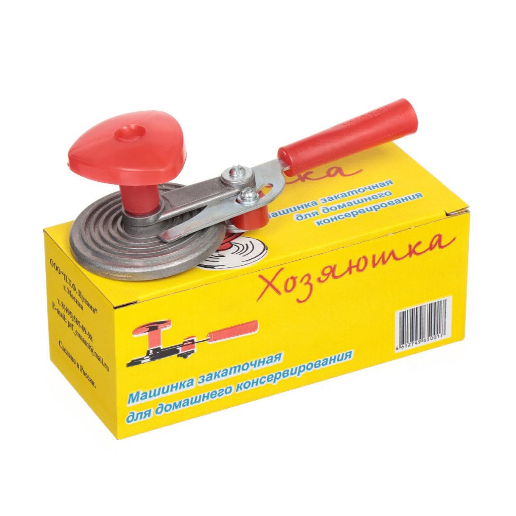 Машинка закаточная Хозяюшка 20/5932, улитка, полуавтоматическая, для стеклянных банок			