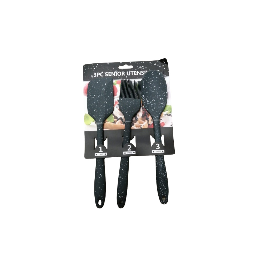 Набор кондитерский Senior Utensil, силиконовый, кисточка, 2 лопатки, черный 