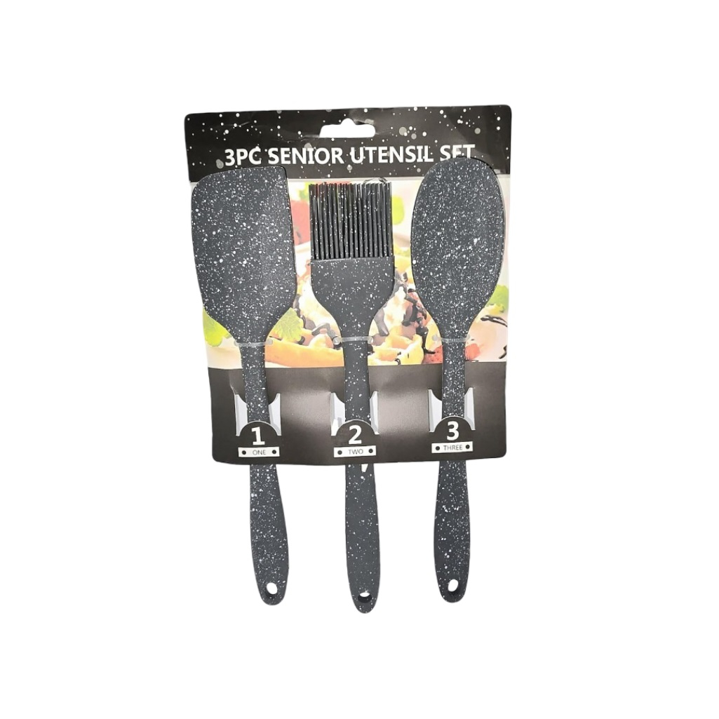 Набор кондитерский Senior Utensil, силиконовый, кисточка, 2 лопатки, черный 