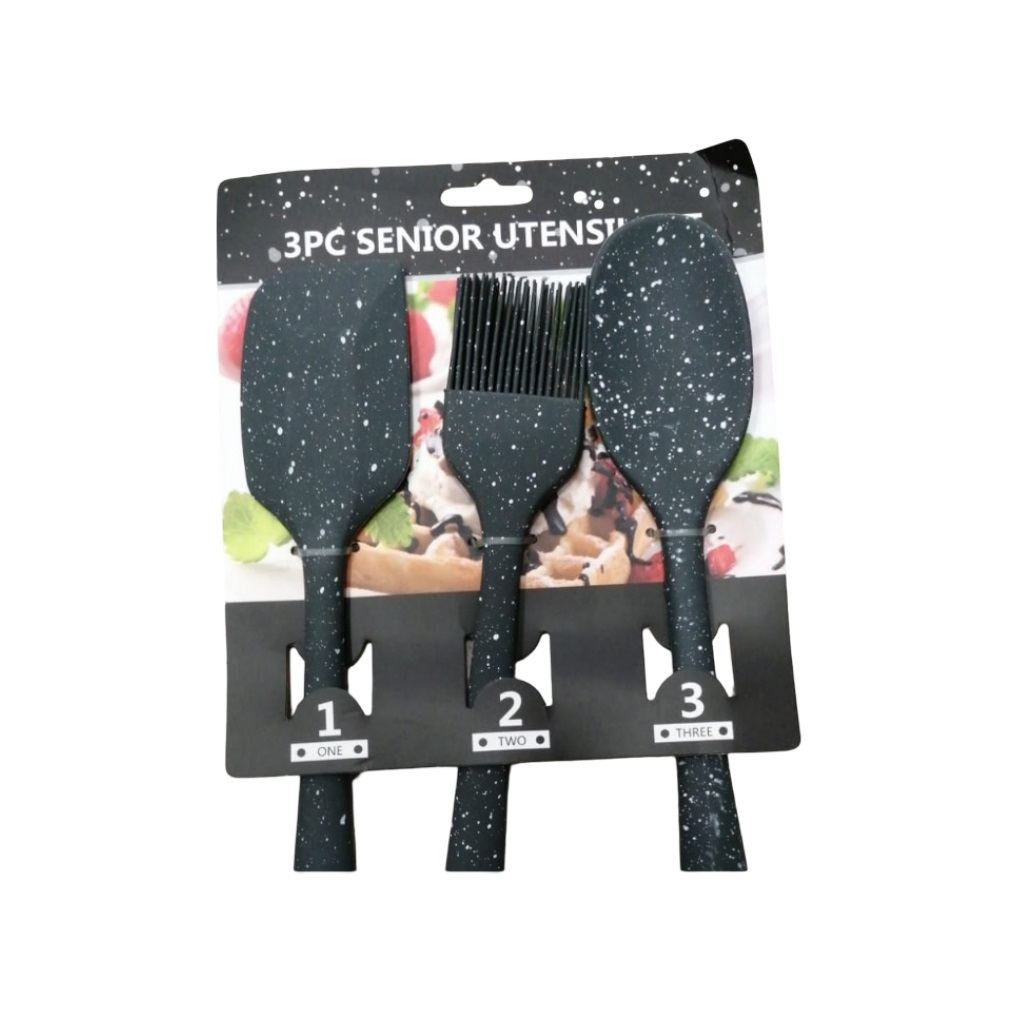 Набор кондитерский Senior Utensil, силиконовый, кисточка, 2 лопатки, черный 