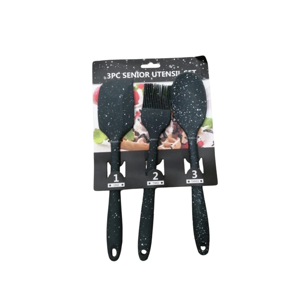 Набор кондитерский Senior Utensil, силиконовый, кисточка, 2 лопатки, черный 