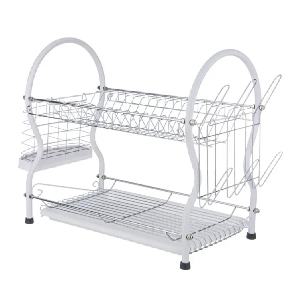 Сушилка для посуды Agness 917-050 с поддоном, белая 25х38х41 см