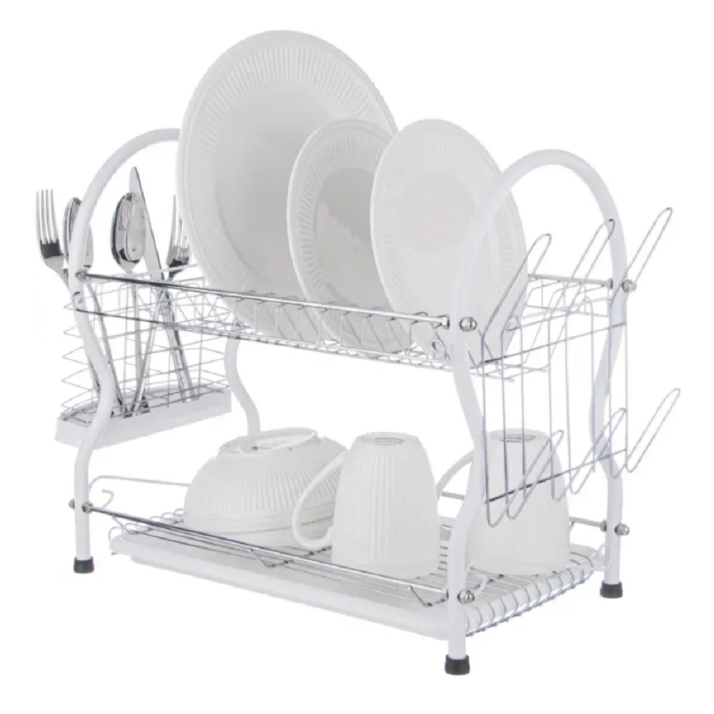 Сушилка для посуды Agness 917-050 с поддоном, белая 25х38х41 см