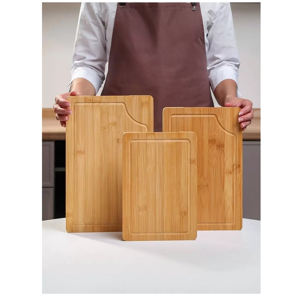 Набор досок разделочных Daniks, бамбук, 1.8х22х34 см, 1.8х20х31 см, 1.8х18х26 см, в упаковке 3 штуки