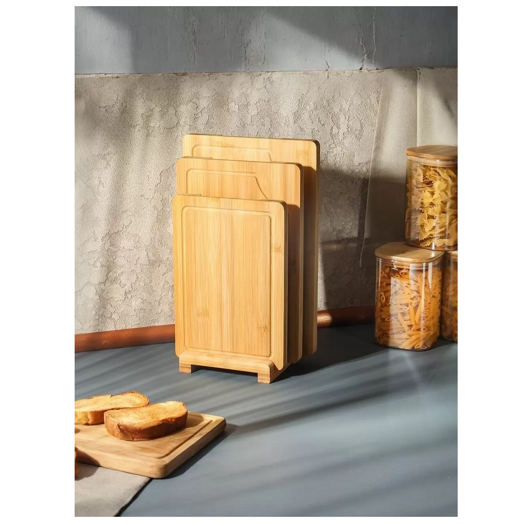 Набор досок разделочных Daniks, бамбук, 1.8х22х34 см, 1.8х20х31 см, 1.8х18х26 см, в упаковке 3 штуки