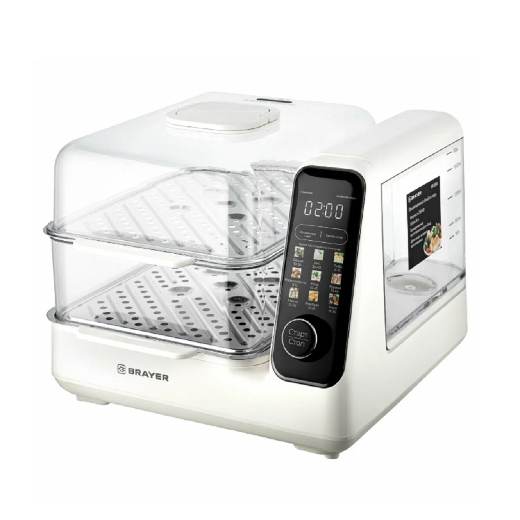 Пароварка Brayer BR2860, для приготовления двух блюд на пару, 2050 Вт, 10 л