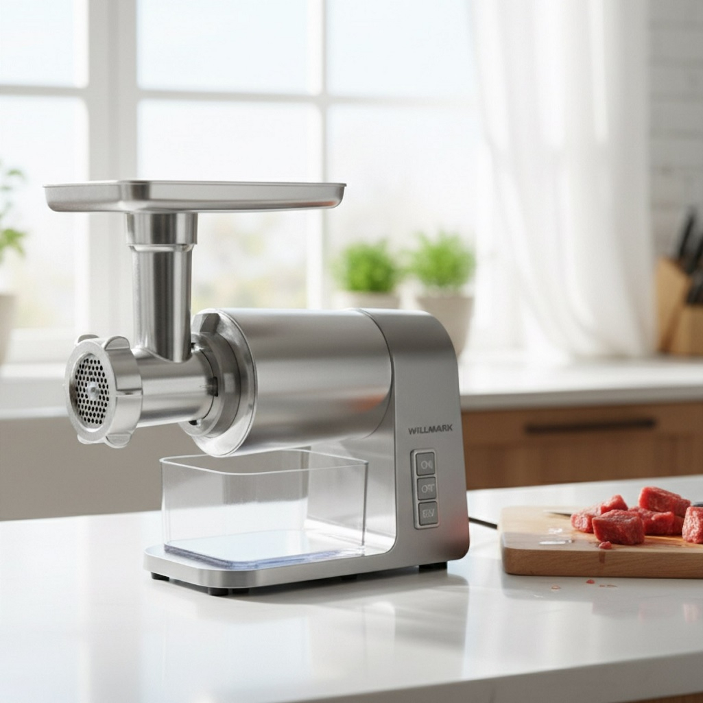 Мясорубка электрическая Willmark WMG-3672GS, пластик, 2000 Вт, серый