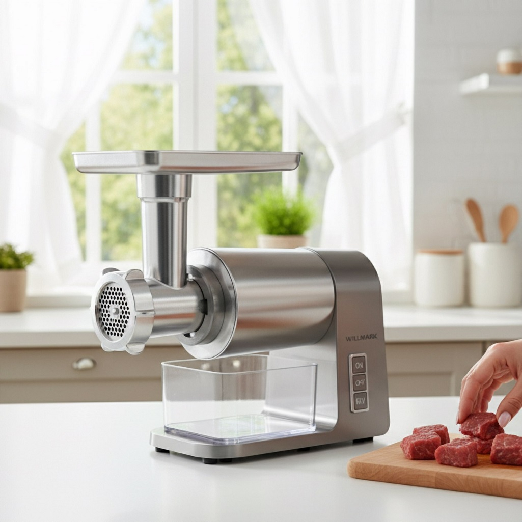 Мясорубка электрическая Willmark WMG-3672GS, пластик, 2000 Вт, серый