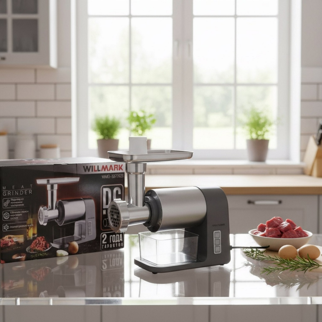 Мясорубка электрическая Willmark WMG-3672GS, пластик, 2000 Вт, серый