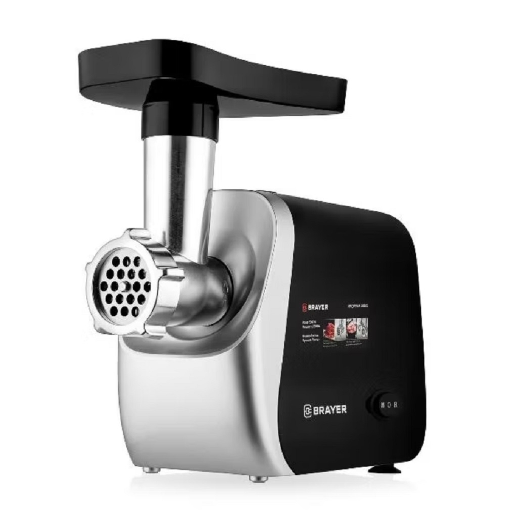 Мясорубка Brayer BR1609, 3 диска, 3 насадки, реверс, 2 кг в мин, 2000 Вт