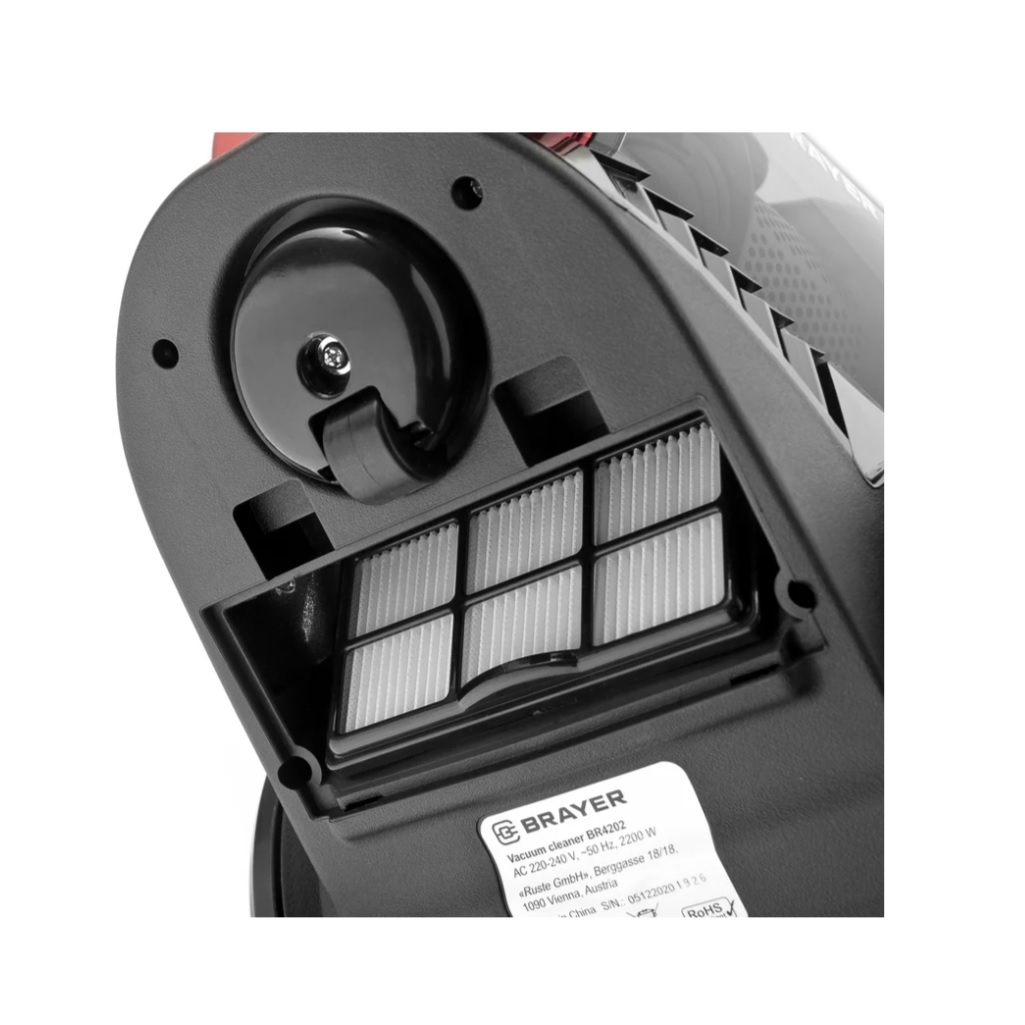 Пылесос циклонного типа Brayer BR4204, черный, 4 л, всасывание 420 Вт, общая мощность 2200 Вт