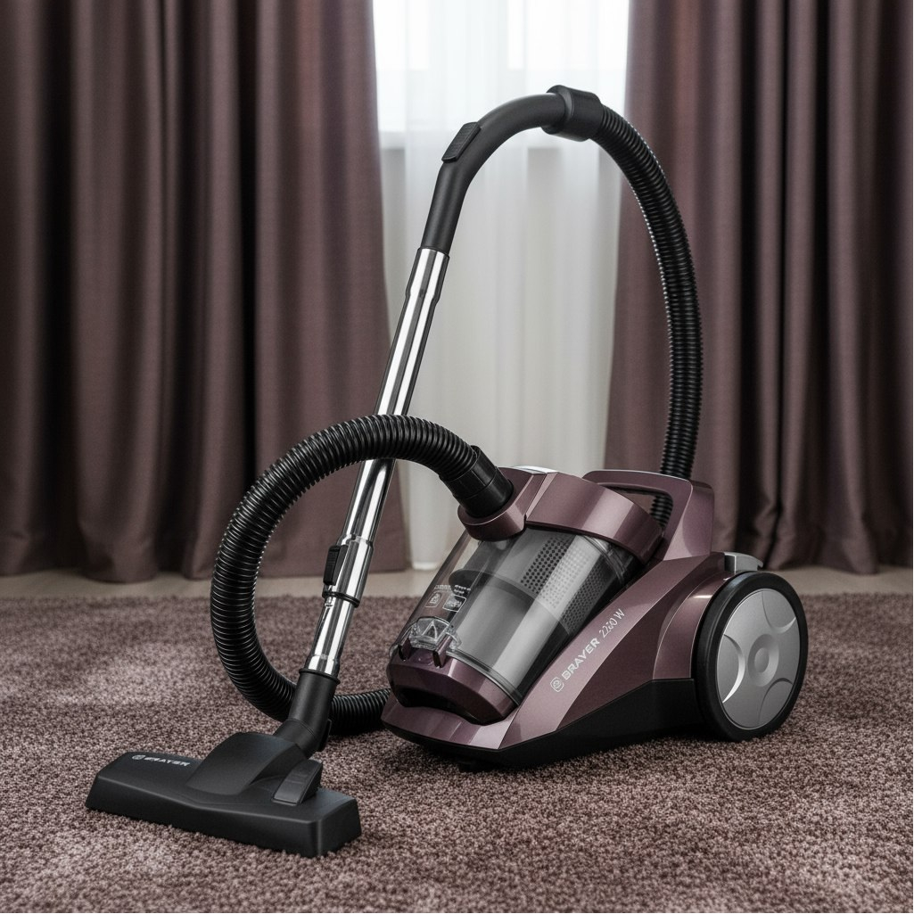 Пылесос циклонного типа Brayer BR4205, сиреневый, 4 л, всасывание 420 Вт, общая мощность 2200 Вт