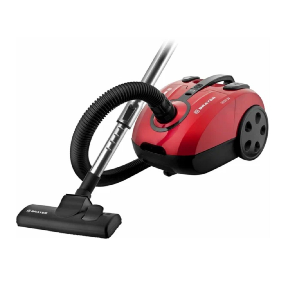 Пылесос мешковый Brayer BR4223, красный, объем бака 2.5 л, 1800 Вт