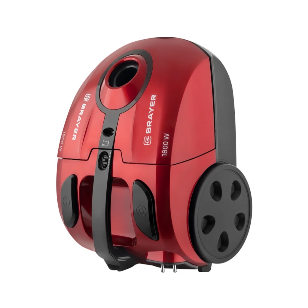 Пылесос мешковый Brayer BR4223, красный, объем бака 2.5 л, 1800 Вт