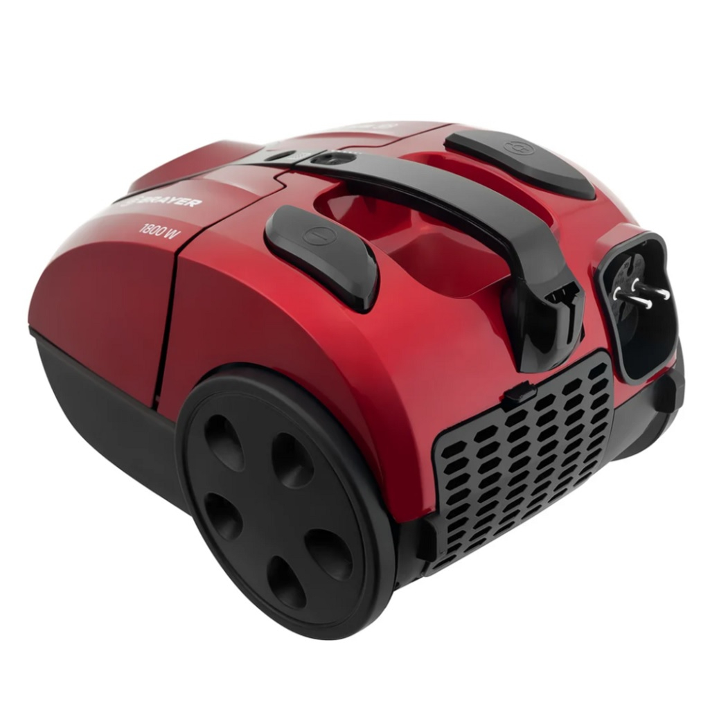 Пылесос мешковый Brayer BR4223, красный, объем бака 2.5 л, 1800 Вт