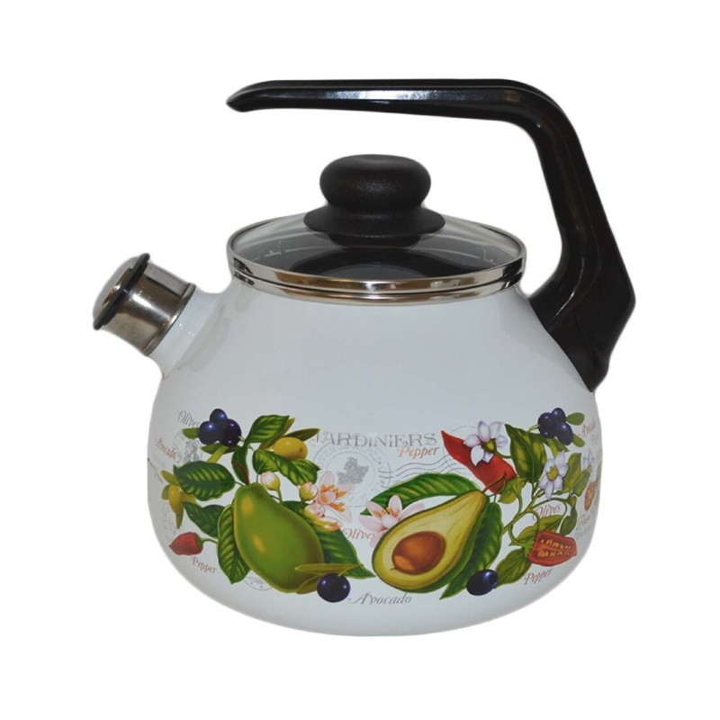 Чайник со свистком СтальЭмаль Авокадо, 3 л, ручка консольная
