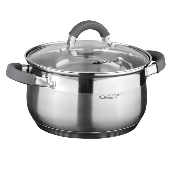 Кастрюля Катунь Ирида со стеклянной крышкой 6.2 л для индукции [КТ08-D-24]