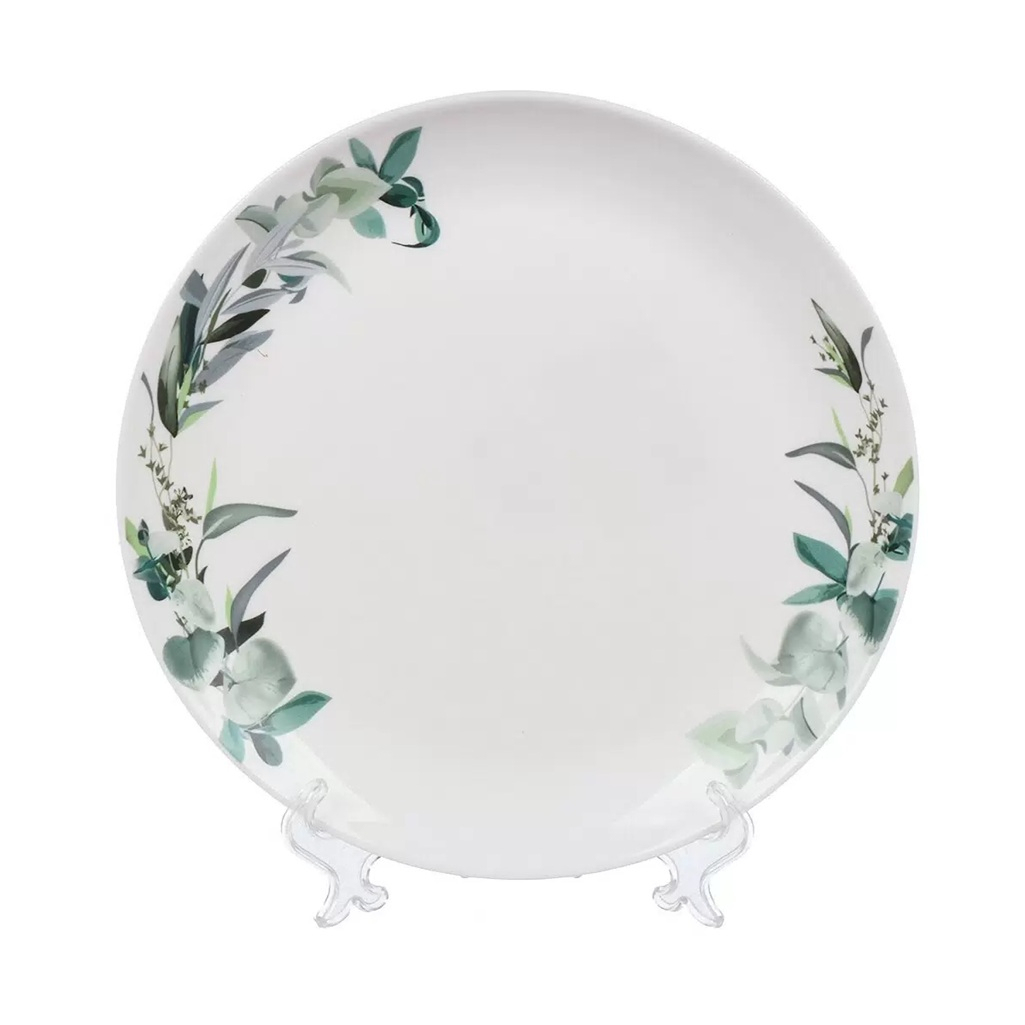 Тарелка обеденная Daniks Эвкалипт LHP 95, круглая, стеклокерамика, белая, 24 см