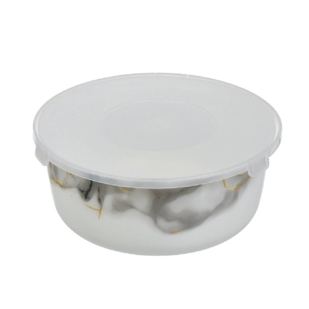 Набор салатников Daniks Флюид, серый, стеклокерамика, круглый с крышкой 14, 16, 19 см