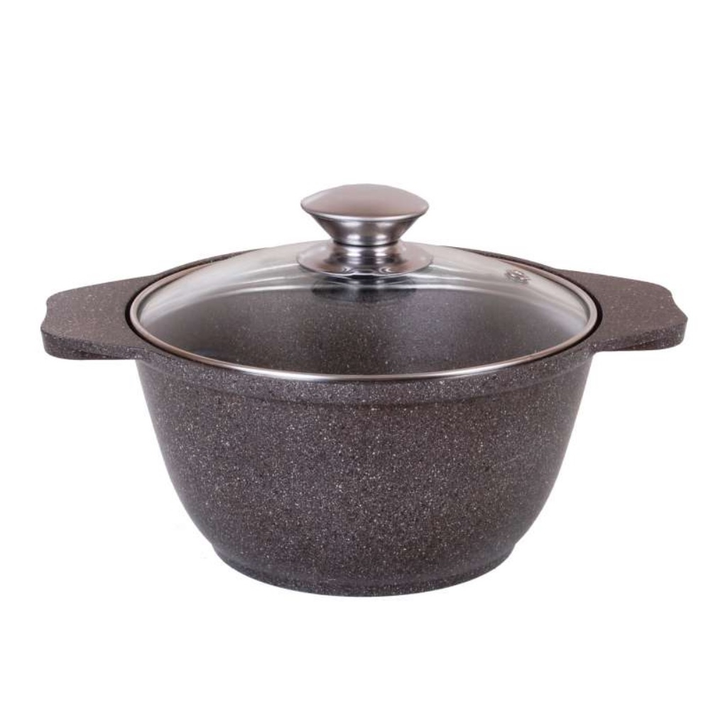 Кастрюля Kukmara кмк12а со стеклянной крышкой 1 л, кофейный мрамор