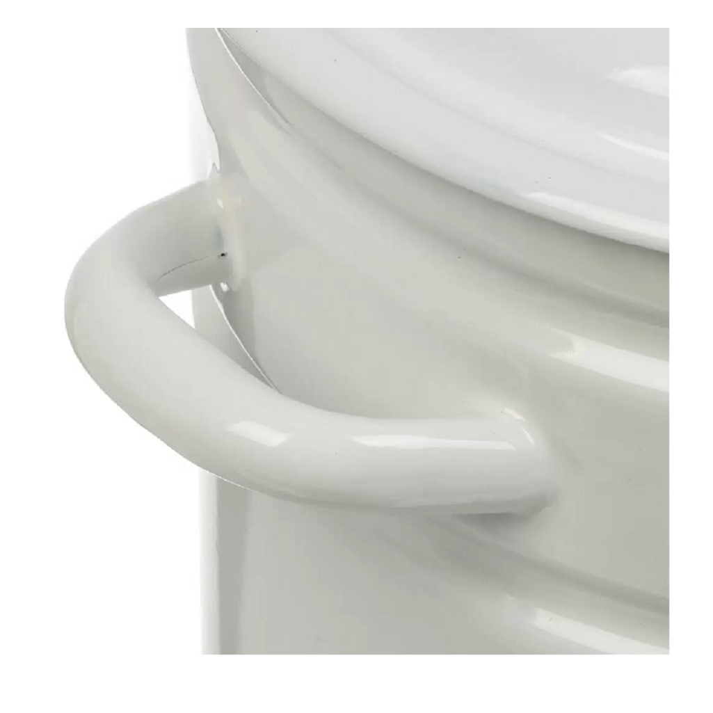 Кастрюля эмалированная КМЗ Садовая клубника цилиндрическая, гладкая белая эмаль, 10 л