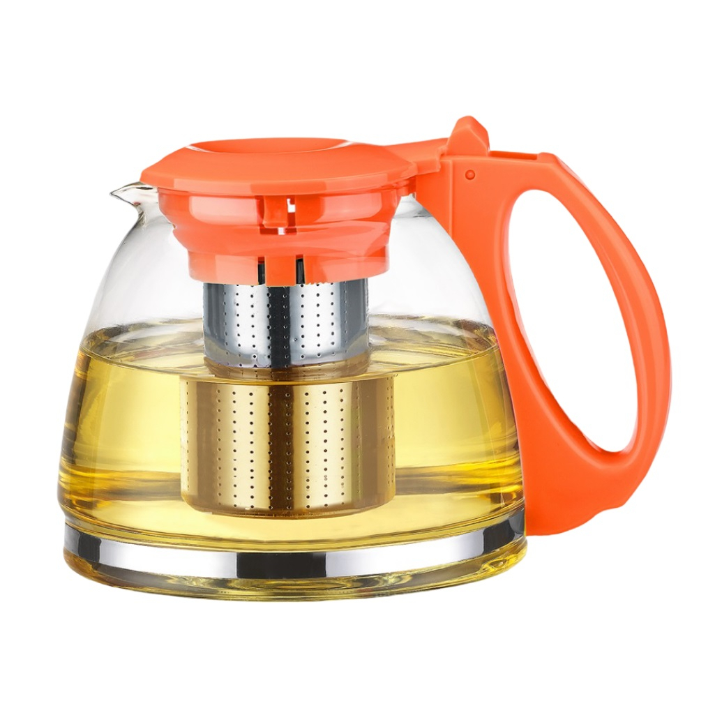 Чайник заварочный TimA Годжи, оранжевый, стеклянный, 1100 мл, с ситом, пластиковая ручка, крышка, A083OR-11