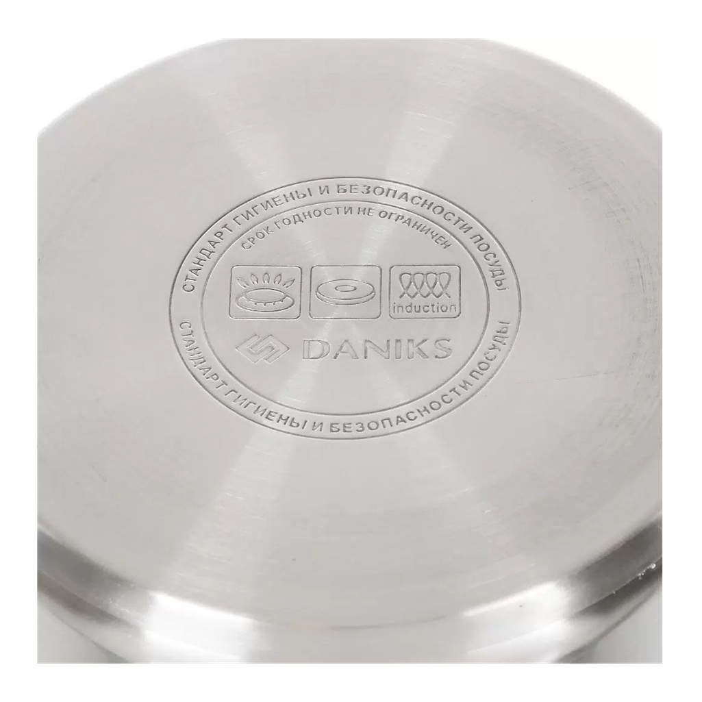 Кастрюля Daniks Бонн GS-01319-16CA с крышкой, нержавеющая сталь, индукция, 1.8 л