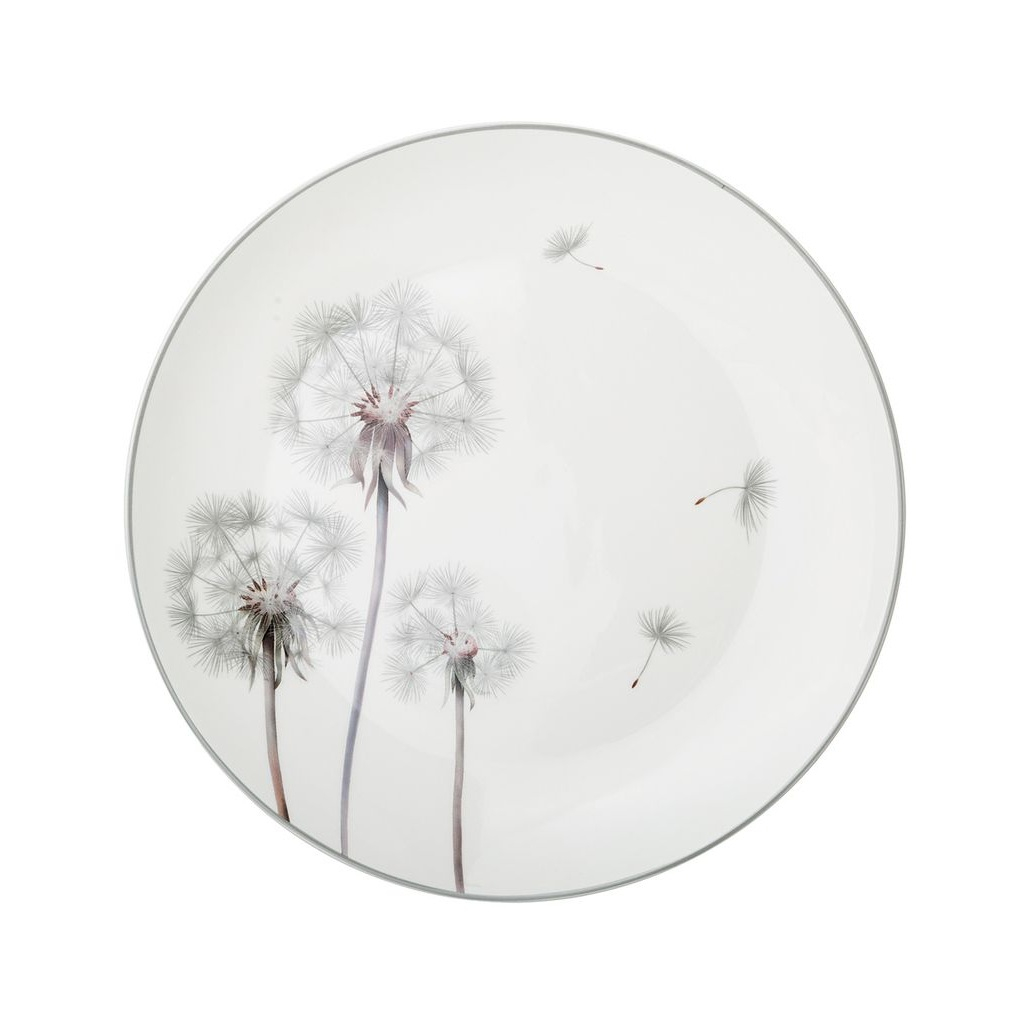 Тарелка обеденная Lefard Dandelion, круглая, фарфор, белая, 25.5 см