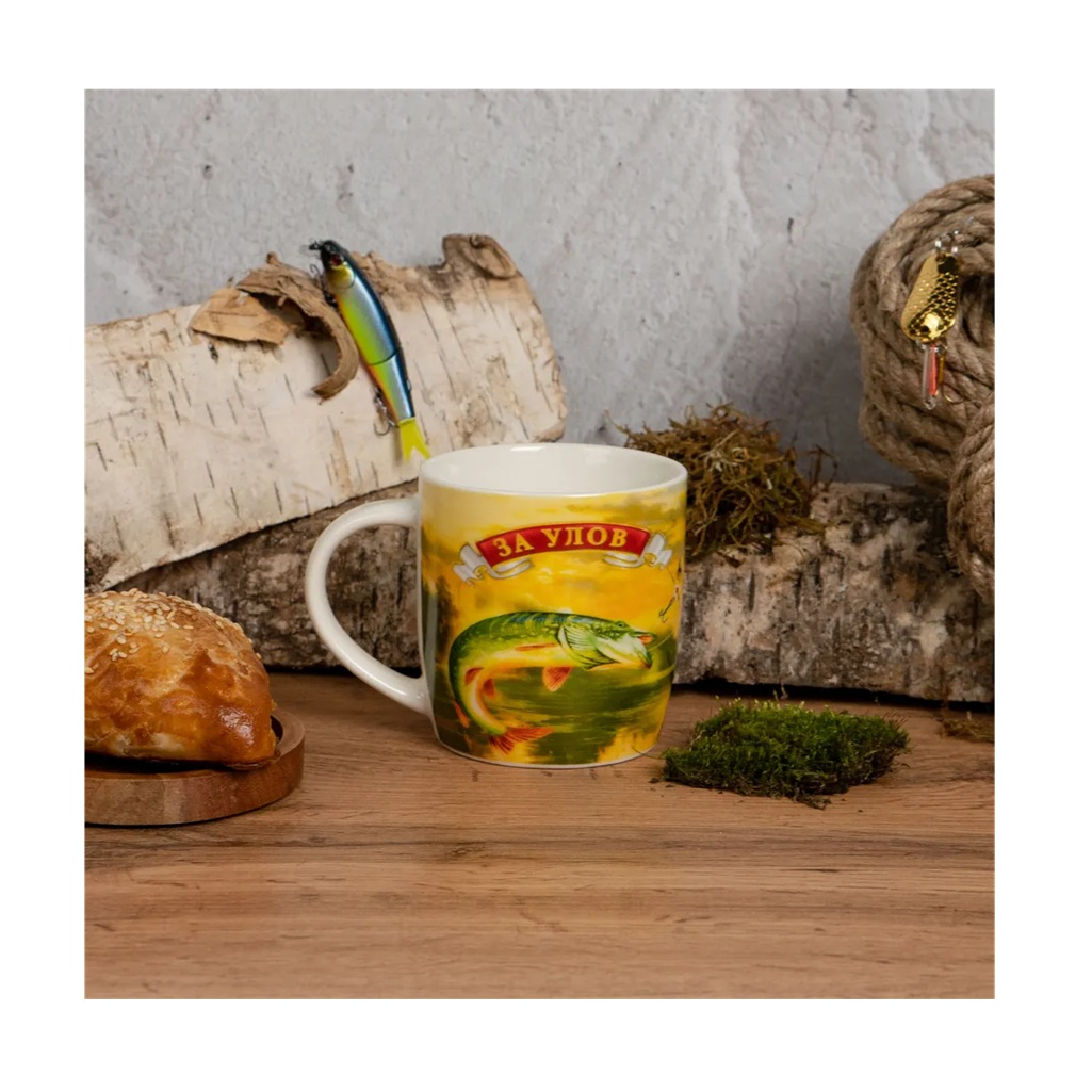 Кружка Коралл Рыбаку, фарфор, различные цвета, 8.5х9х12 см, 350 мл