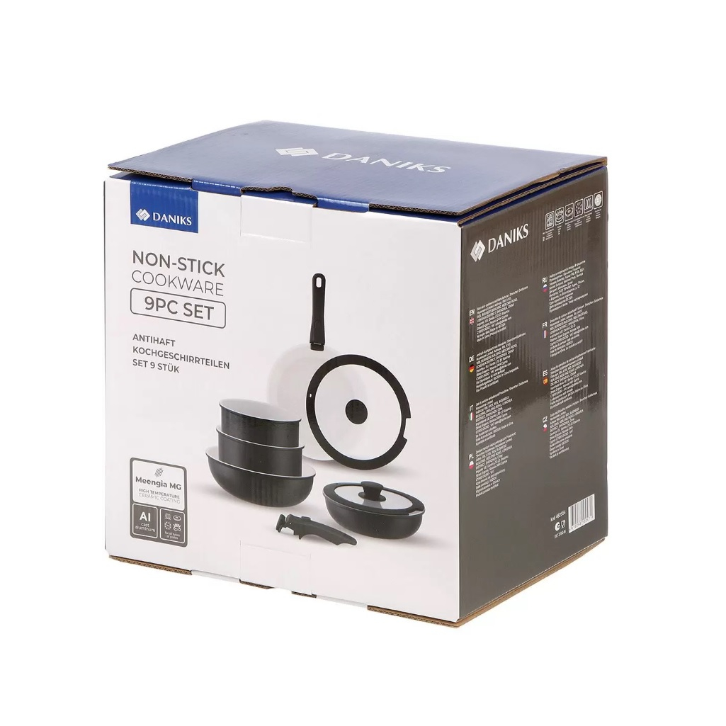 Набор посуды Daniks GS-11078-9PC-black, алюминий, антипригарное покрытие, 9 предметов, индукция