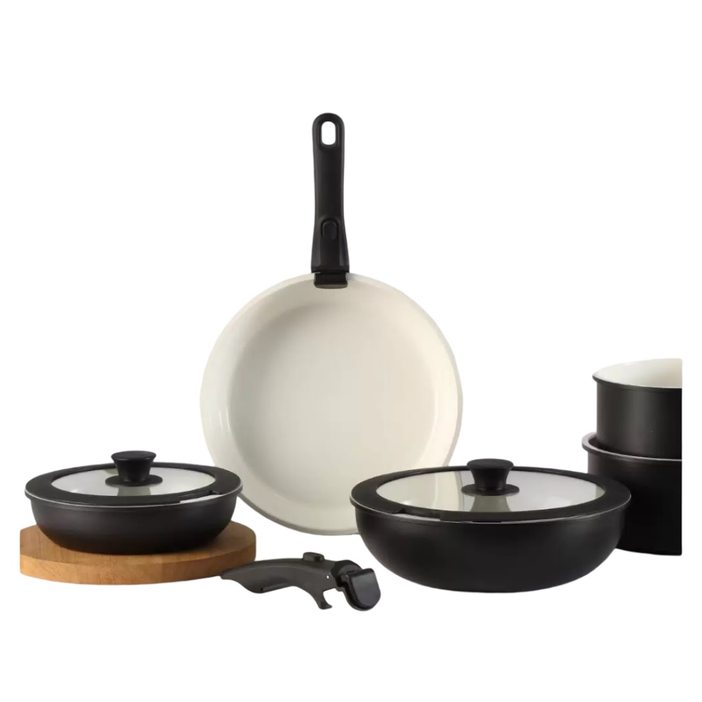 Набор посуды Daniks GS-11078-9PC-black, алюминий, антипригарное покрытие, 9 предметов, индукция