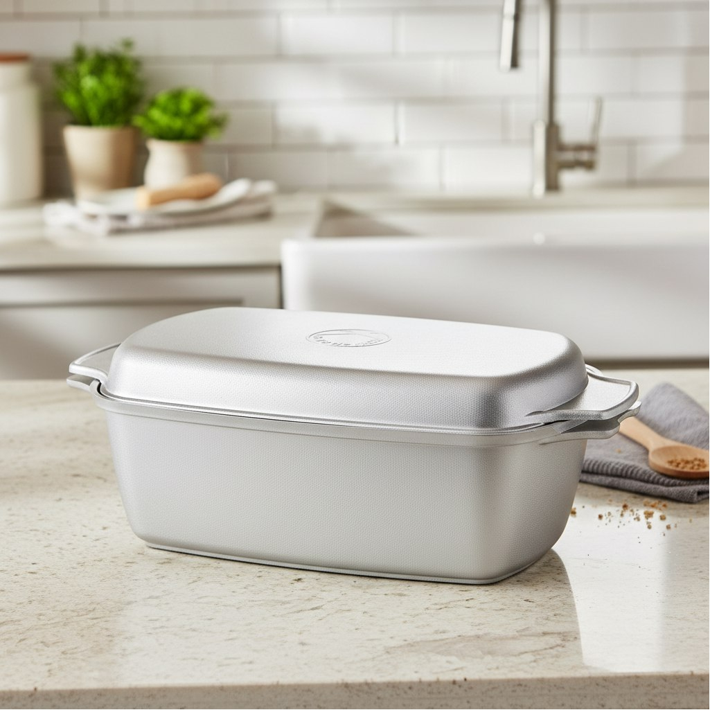 Гусятница Kukmara алюминиевая, с крышкой, объем 5.5 л, серый металлик