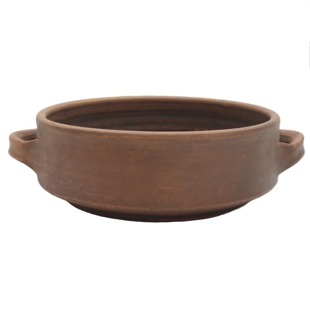 Сковорода Семейная Р3978, диаметр 250 мм, объем 2 л, красная глина, без глазури, без крышки