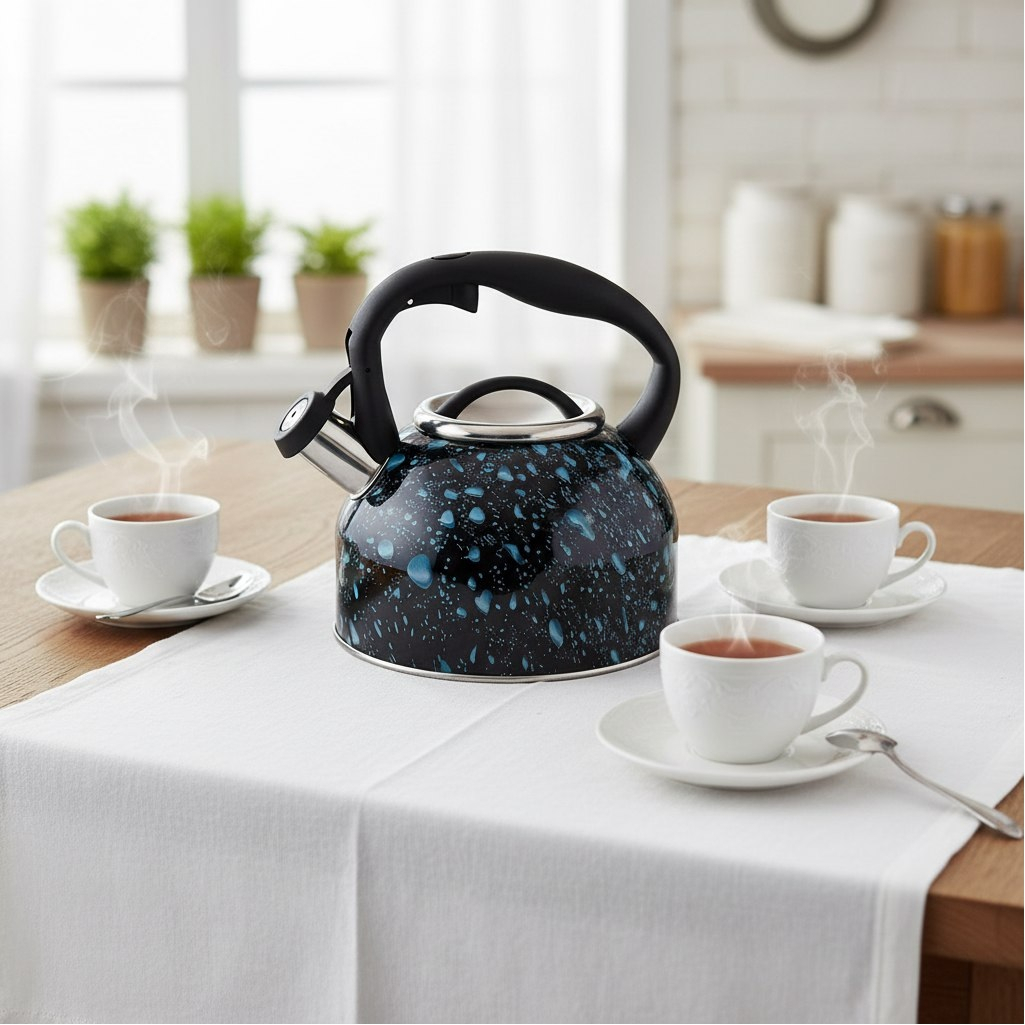 Чайник со свистком Mallony Lacrima 003979, нержавеющая сталь, черный, 2.5 л