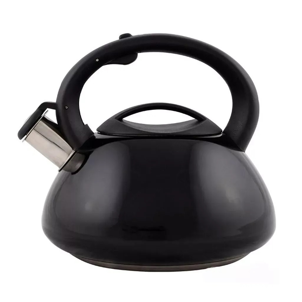 Чайник матовый Mallony MAL-105-N, нержавеющая сталь, черный, со свистком, индукция, 3 л