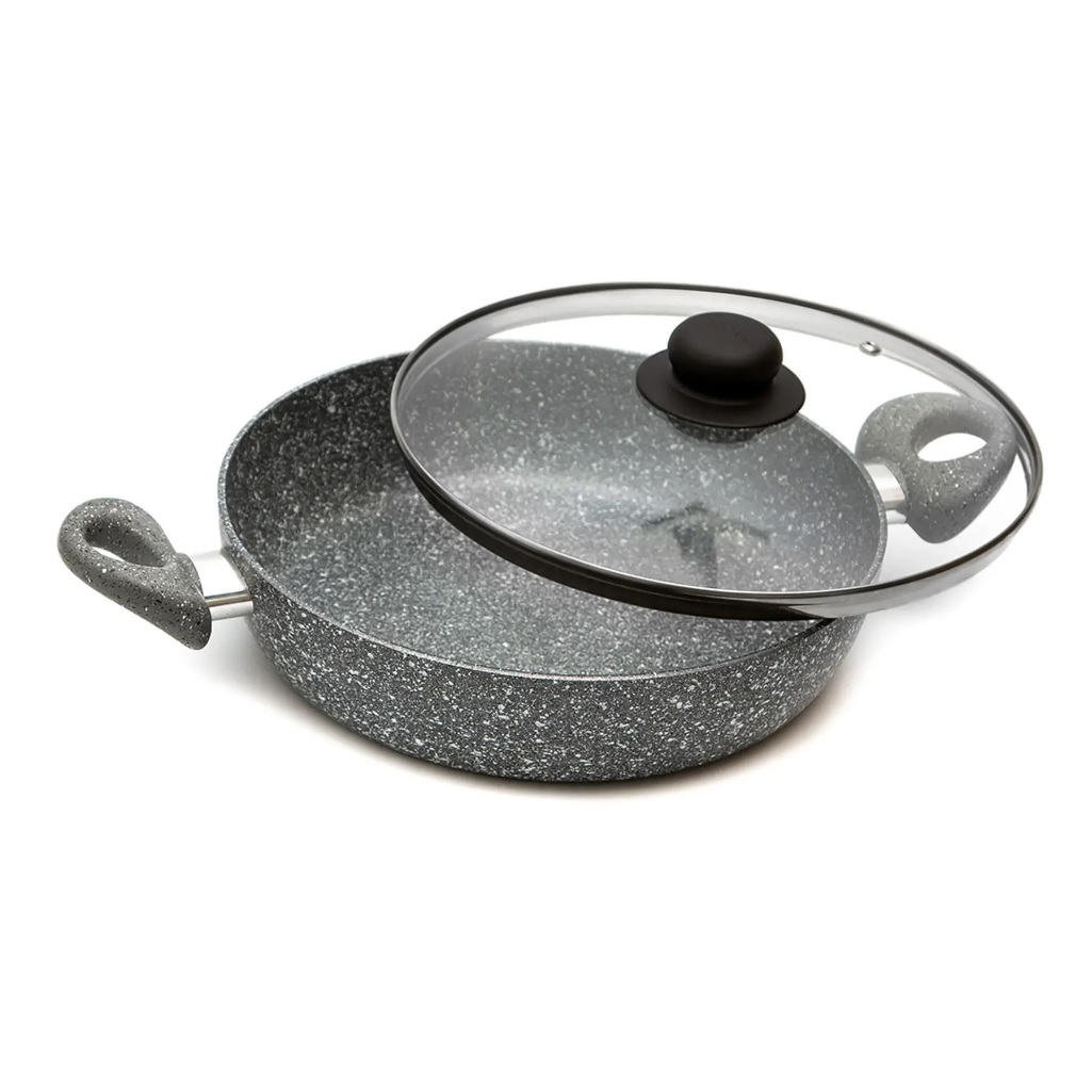 Жаровня Scovo Stone Pan, алюминий, антипригарное покрытие, со стеклянной крышкой,  22 см