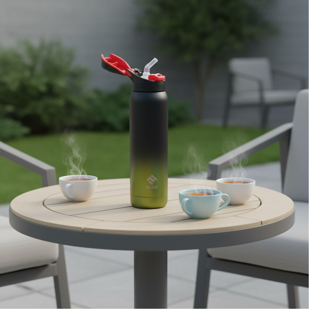 Термобутылка Ecos с трубочкой, сталь, пластик, зеленая, 0.5 л