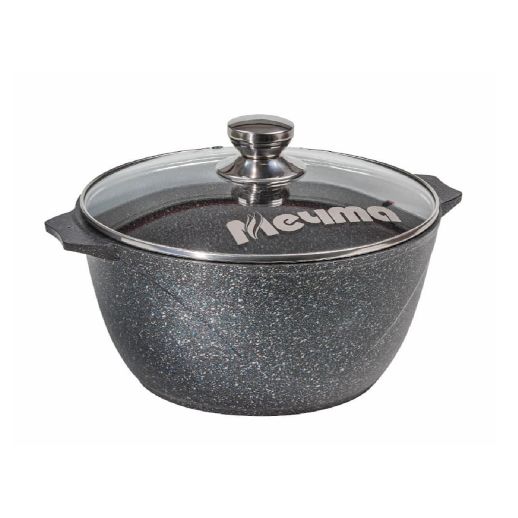 Кастрюля алюминиевая Мечта Гранит 43803И, антипригарное покрытие, крышка стекло, круглая, 3 л