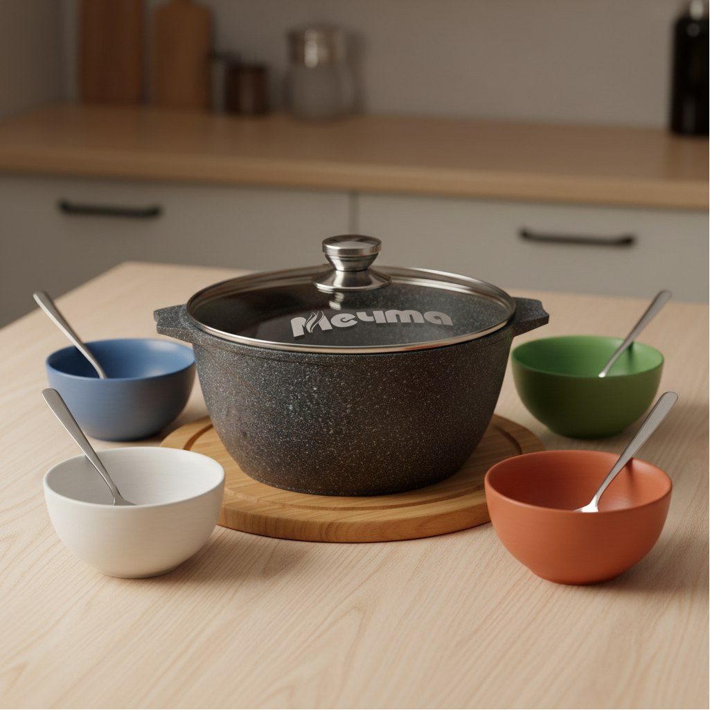 Кастрюля алюминиевая Мечта Гранит 43803И, антипригарное покрытие, крышка стекло, круглая, 3 л