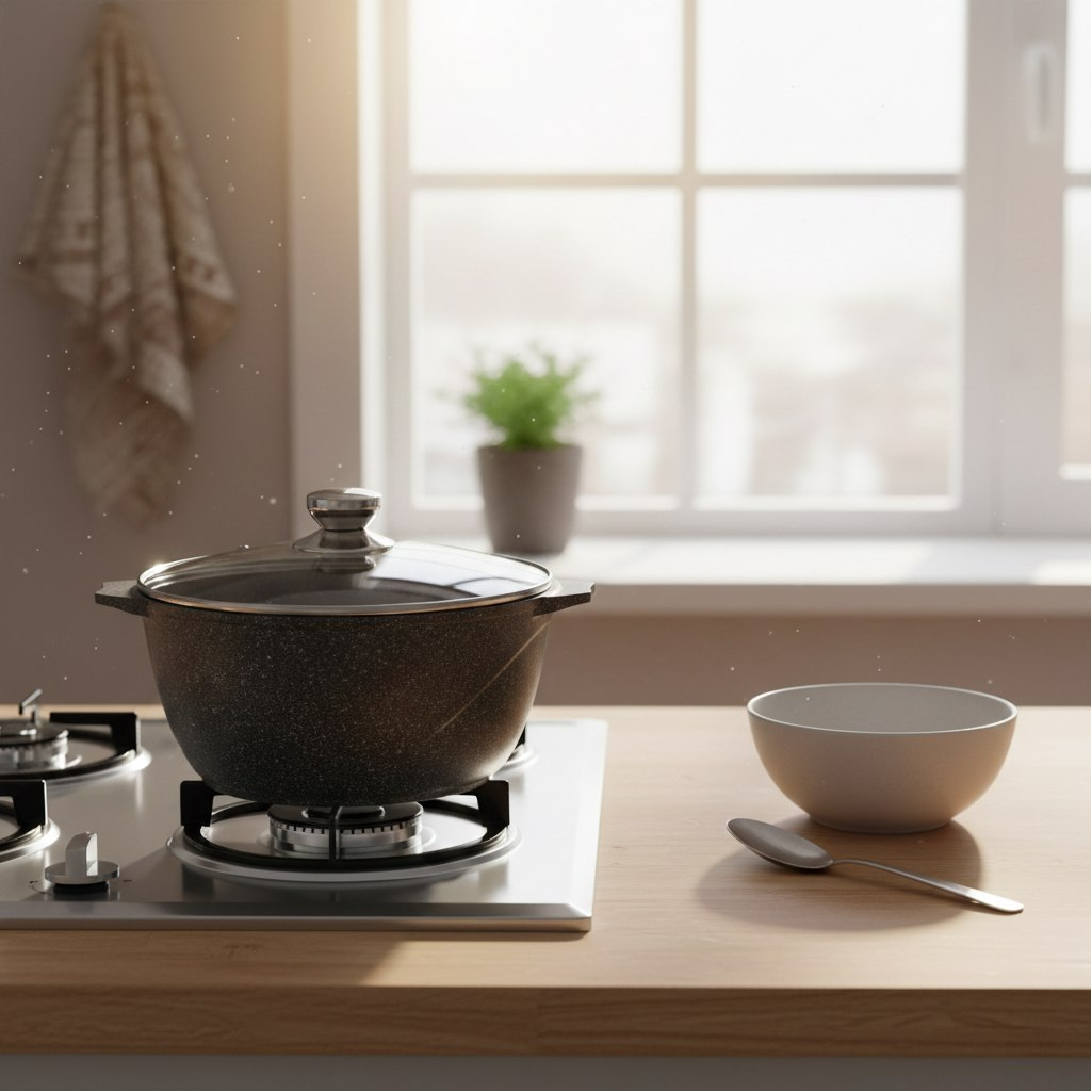 Кастрюля алюминиевая Мечта Гранит 43803И, антипригарное покрытие, крышка стекло, круглая, 3 л