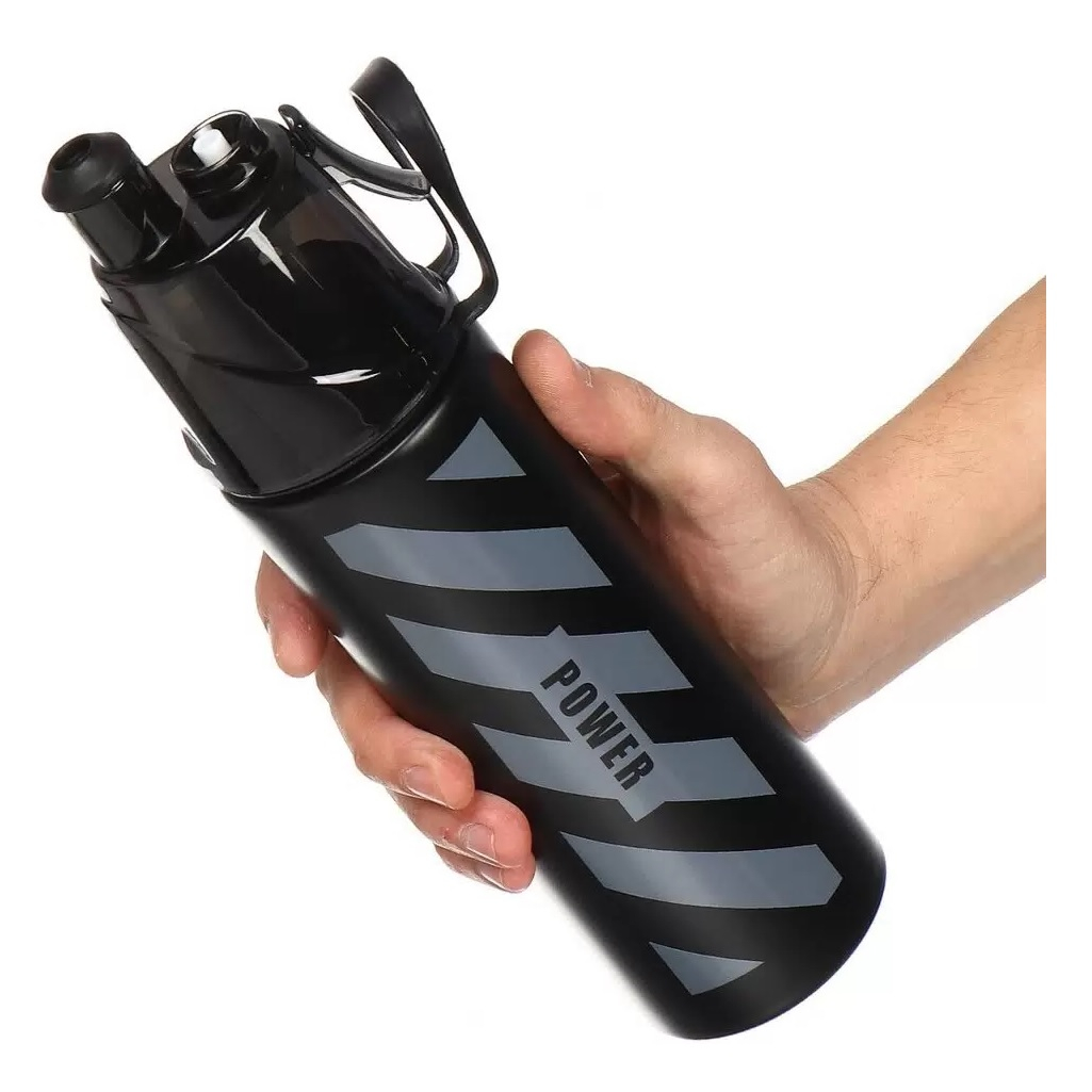 Термобутылка для воды Daniks 435636, нержавеющая сталь, с распылителем, черный, 0.5 л